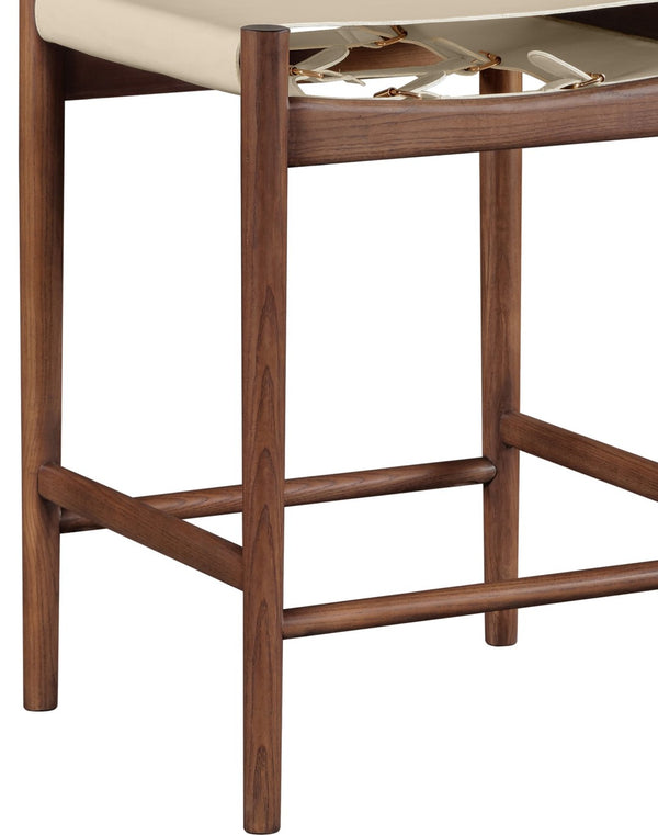 Meridian Furniture Rawlins Vegan Leather Counter Stool with Wood Frame for Kitchen Islands and Modern Dining Spaces Beige Style C 11016Beige-C