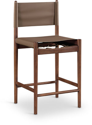 Meridian Furniture Rawlins Vegan Leather Counter Stool with Wood Frame for Kitchen Islands and Modern Dining Spaces Brown Style C 11016Brown-C