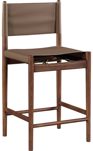 Meridian Furniture Rawlins Vegan Leather Counter Stool with Wood Frame for Kitchen Islands and Modern Dining Spaces Brown Style C 11016Brown-C