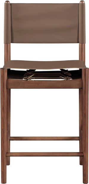 Meridian Furniture Rawlins Vegan Leather Counter Stool with Wood Frame for Kitchen Islands and Modern Dining Spaces Brown Style C 11016Brown-C