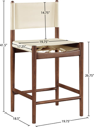 Meridian Furniture Rawlins Vegan Leather Counter Stool with Wood Frame for Kitchen Islands and Modern Dining Spaces Cream Style C 11016Cream-C