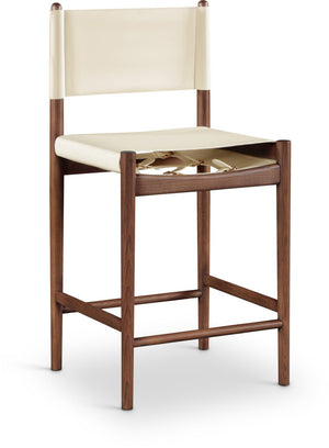 Meridian Furniture Rawlins Vegan Leather Counter Stool with Wood Frame for Kitchen Islands and Modern Dining Spaces Cream Style C 11016Cream-C