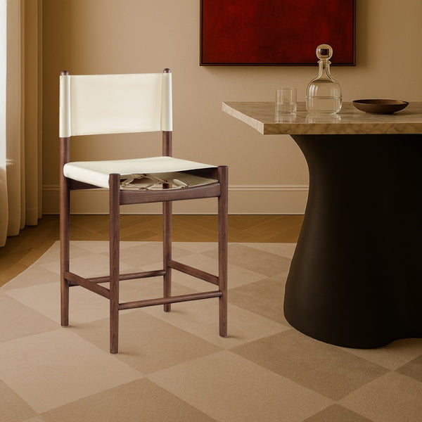 Meridian Furniture Rawlins Vegan Leather Counter Stool with Wood Frame for Kitchen Islands and Modern Dining Spaces Cream Style C 11016Cream-C