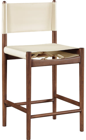 Meridian Furniture Rawlins Vegan Leather Counter Stool with Wood Frame for Kitchen Islands and Modern Dining Spaces Cream Style C 11016Cream-C