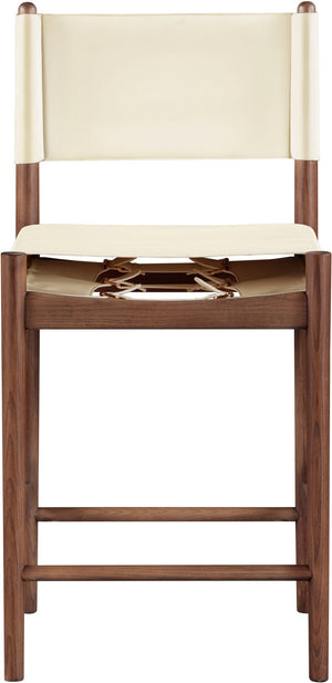 Meridian Furniture Rawlins Vegan Leather Counter Stool with Wood Frame for Kitchen Islands and Modern Dining Spaces Cream Style C 11016Cream-C