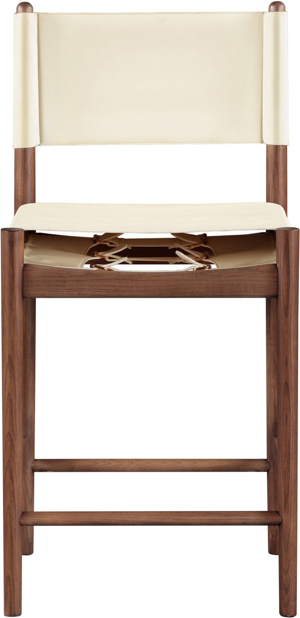 Meridian Furniture Rawlins Vegan Leather Counter Stool with Wood Frame for Kitchen Islands and Modern Dining Spaces Cream Style C 11016Cream-C
