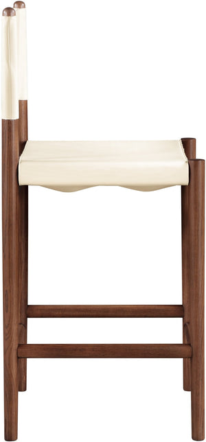 Meridian Furniture Rawlins Vegan Leather Counter Stool with Wood Frame for Kitchen Islands and Modern Dining Spaces Cream Style C 11016Cream-C