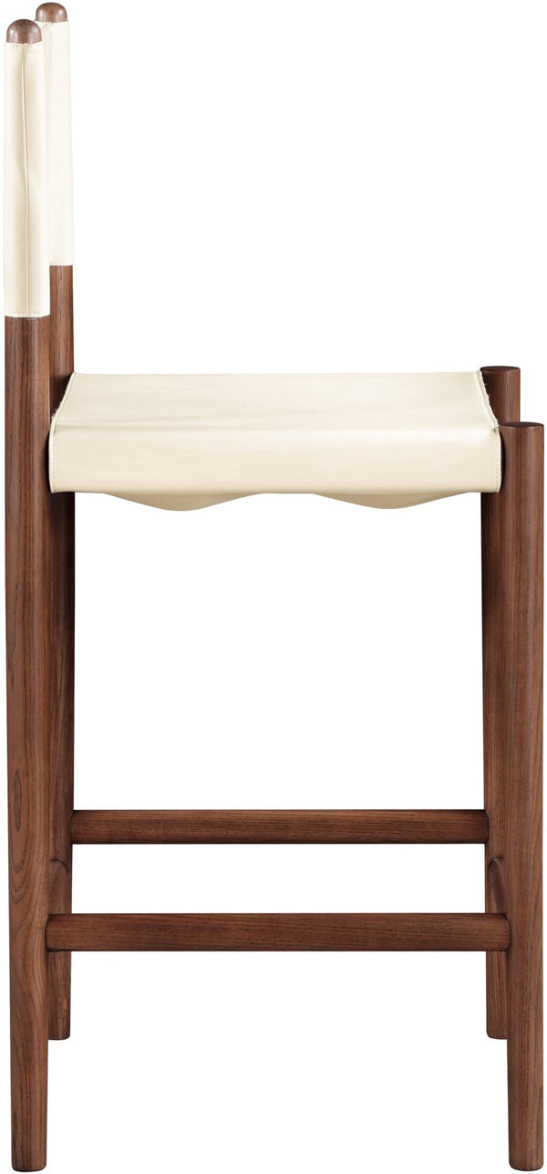 Meridian Furniture Rawlins Vegan Leather Counter Stool with Wood Frame for Kitchen Islands and Modern Dining Spaces Cream Style C 11016Cream-C