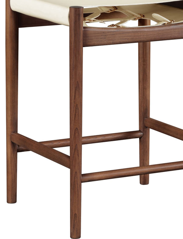 Meridian Furniture Rawlins Vegan Leather Counter Stool with Wood Frame for Kitchen Islands and Modern Dining Spaces Cream Style C 11016Cream-C