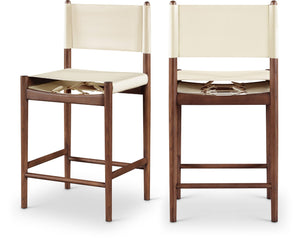 Meridian Furniture Rawlins Vegan Leather Counter Stool with Wood Frame for Kitchen Islands and Modern Dining Spaces Cream Style C 11016Cream-C