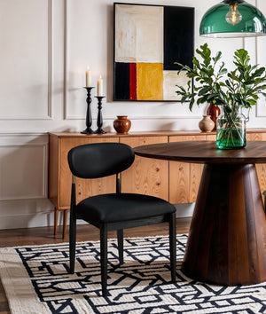 Meridian Furniture Riccio Vegan Leather Dining Chair Ash Wood Frame with Brushed Brass Accents 11017Black-SC