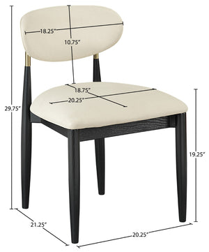 Meridian Furniture Riccio Vegan Leather Dining Chair Solid Ash Frame Brass Accents Transitional Style 11017Cream-SC
