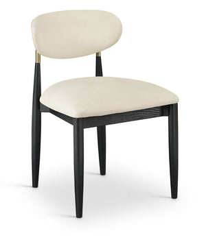 Meridian Furniture Riccio Vegan Leather Dining Chair Solid Ash Frame Brass Accents Transitional Style 11017Cream-SC