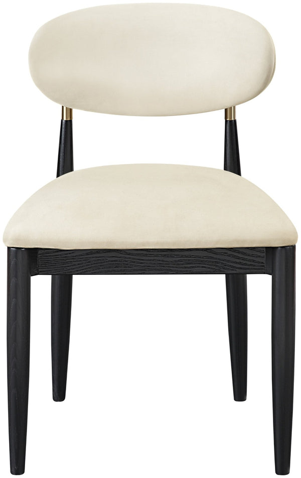 Meridian Furniture Riccio Vegan Leather Dining Chair Solid Ash Frame Brass Accents Transitional Style 11017Cream-SC