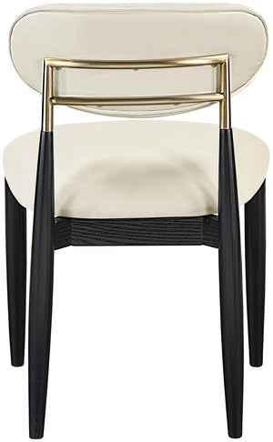 Meridian Furniture Riccio Vegan Leather Dining Chair Solid Ash Frame Brass Accents Transitional Style 11017Cream-SC