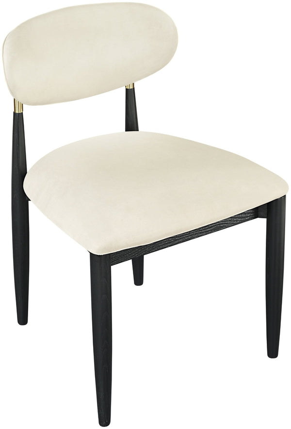 Meridian Furniture Riccio Vegan Leather Dining Chair Solid Ash Frame Brass Accents Transitional Style 11017Cream-SC
