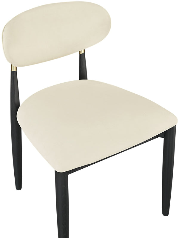 Meridian Furniture Riccio Vegan Leather Dining Chair Solid Ash Frame Brass Accents Transitional Style 11017Cream-SC
