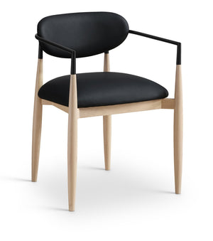 Meridian Furniture Riccio Vegan Leather Arm Chair with Ash Wood Frame and Matte Iron Accents 11019Black-AC