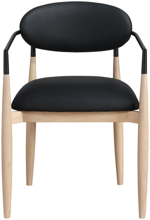 Meridian Furniture Riccio Vegan Leather Arm Chair with Ash Wood Frame and Matte Iron Accents 11019Black-AC