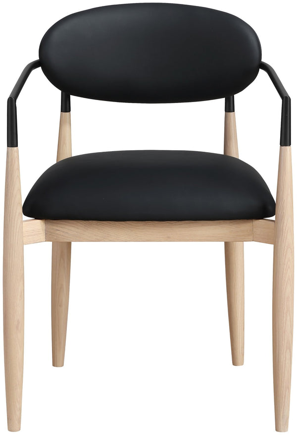 Meridian Furniture Riccio Vegan Leather Arm Chair with Ash Wood Frame and Matte Iron Accents 11019Black-AC