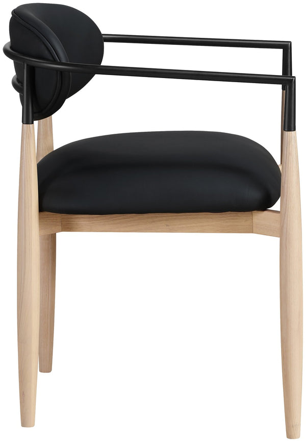 Meridian Furniture Riccio Vegan Leather Arm Chair with Ash Wood Frame and Matte Iron Accents 11019Black-AC
