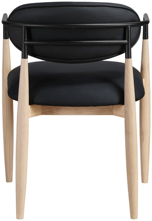 Meridian Furniture Riccio Vegan Leather Arm Chair with Ash Wood Frame and Matte Iron Accents 11019Black-AC
