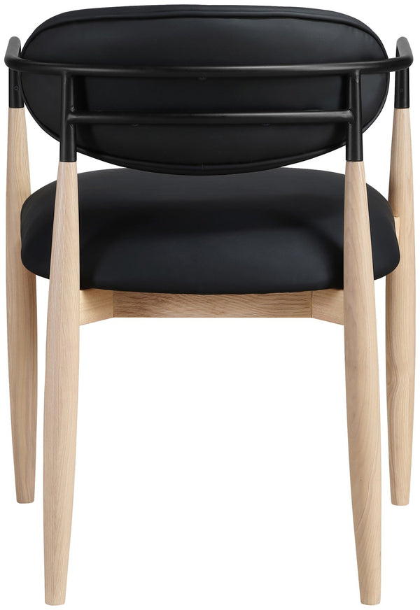 Meridian Furniture Riccio Vegan Leather Arm Chair with Ash Wood Frame and Matte Iron Accents 11019Black-AC