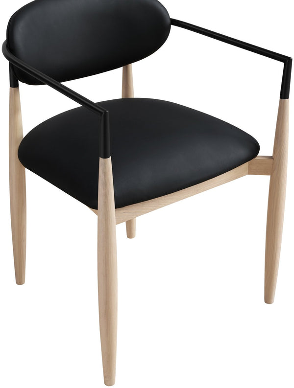 Meridian Furniture Riccio Vegan Leather Arm Chair with Ash Wood Frame and Matte Iron Accents 11019Black-AC