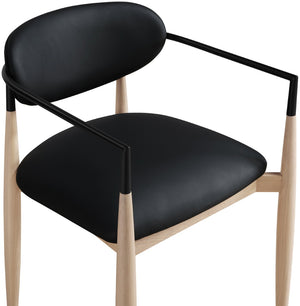 Meridian Furniture Riccio Vegan Leather Arm Chair with Ash Wood Frame and Matte Iron Accents 11019Black-AC