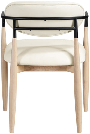 Meridian Furniture Riccio Vegan Leather Dining Arm Chair with Ash Wood Frame and Matte Black Accents 11019Cream-AC