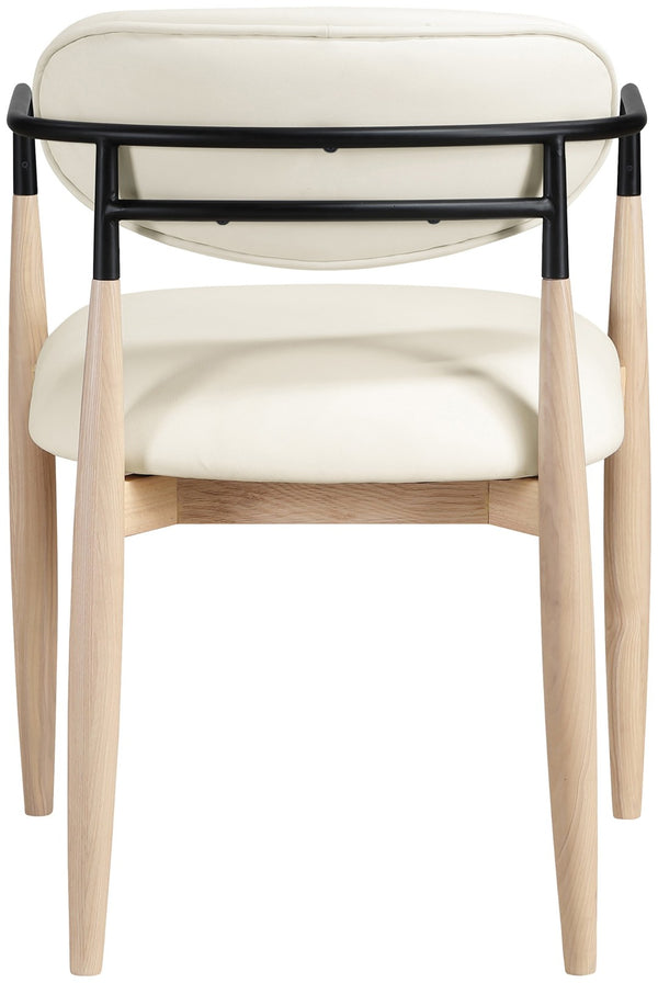 Meridian Furniture Riccio Vegan Leather Dining Arm Chair with Ash Wood Frame and Matte Black Accents 11019Cream-AC