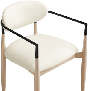 Meridian Furniture Riccio Vegan Leather Dining Arm Chair with Ash Wood Frame and Matte Black Accents 11019Cream-AC