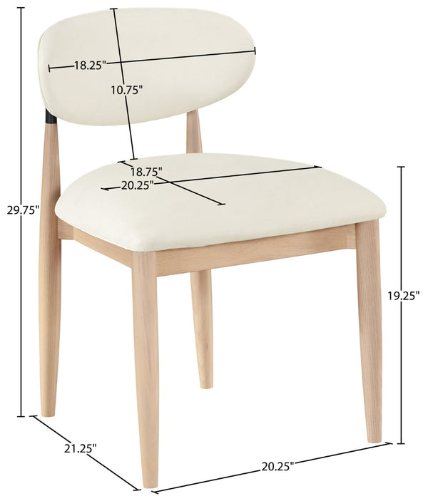Meridian Furniture Riccio Vegan Leather Dining Chair Ash Wood Frame with Matte Black Iron Accents 11019Cream-SC