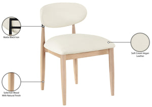 Meridian Furniture Riccio Vegan Leather Dining Chair Ash Wood Frame with Matte Black Iron Accents 11019Cream-SC