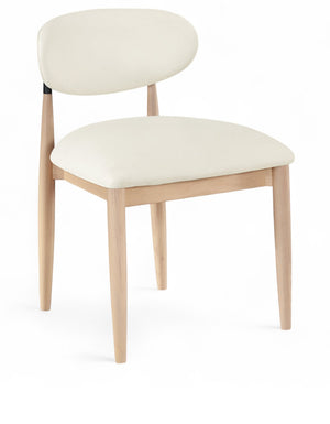Meridian Furniture Riccio Vegan Leather Dining Chair Ash Wood Frame with Matte Black Iron Accents 11019Cream-SC