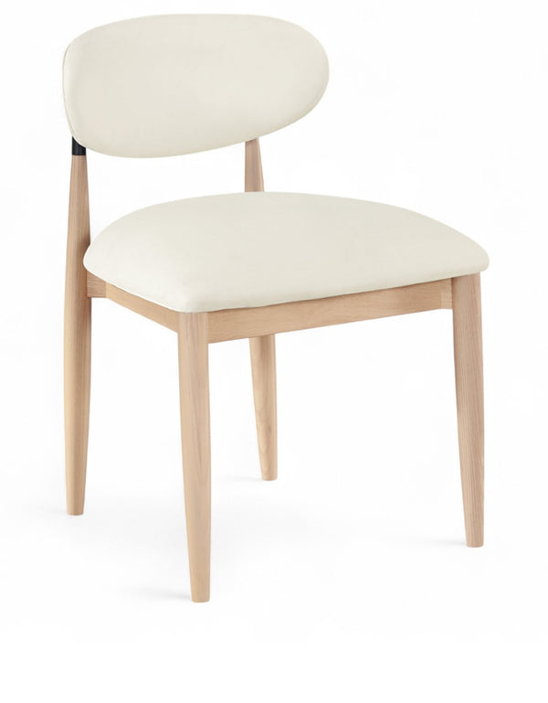 Meridian Furniture Riccio Vegan Leather Dining Chair Ash Wood Frame with Matte Black Iron Accents 11019Cream-SC
