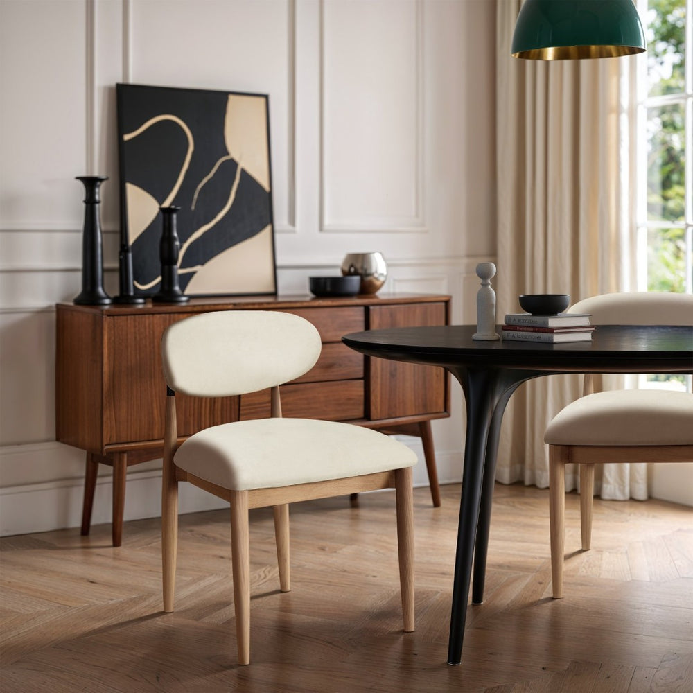 Meridian Furniture Riccio Vegan Leather Dining Chair Ash Wood Frame with Matte Black Iron Accents 11019Cream-SC