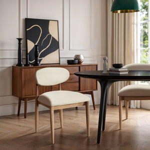 Meridian Furniture Riccio Vegan Leather Dining Chair Ash Wood Frame with Matte Black Iron Accents 11019Cream-SC