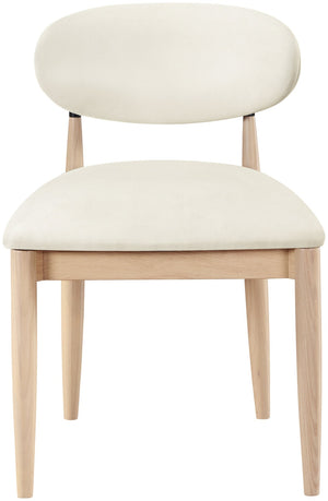 Meridian Furniture Riccio Vegan Leather Dining Chair Ash Wood Frame with Matte Black Iron Accents 11019Cream-SC