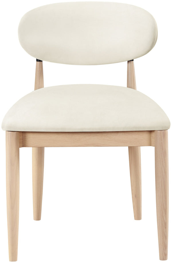 Meridian Furniture Riccio Vegan Leather Dining Chair Ash Wood Frame with Matte Black Iron Accents 11019Cream-SC