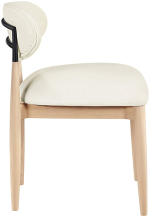 Meridian Furniture Riccio Vegan Leather Dining Chair Ash Wood Frame with Matte Black Iron Accents 11019Cream-SC