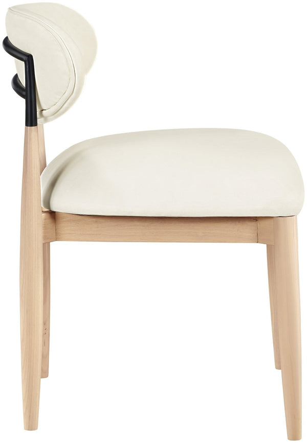 Meridian Furniture Riccio Vegan Leather Dining Chair Ash Wood Frame with Matte Black Iron Accents 11019Cream-SC