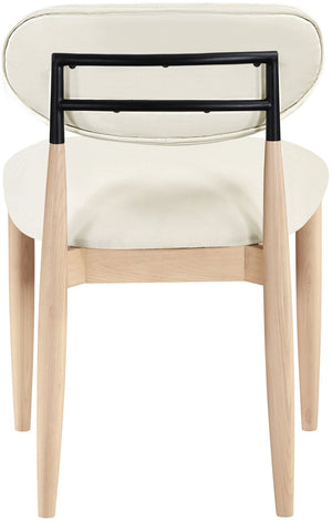 Meridian Furniture Riccio Vegan Leather Dining Chair Ash Wood Frame with Matte Black Iron Accents 11019Cream-SC