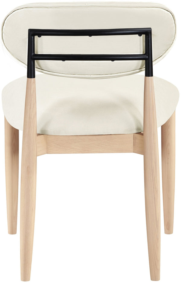 Meridian Furniture Riccio Vegan Leather Dining Chair Ash Wood Frame with Matte Black Iron Accents 11019Cream-SC