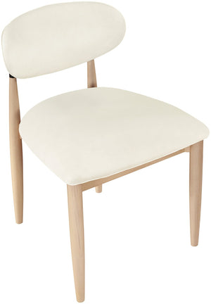 Meridian Furniture Riccio Vegan Leather Dining Chair Ash Wood Frame with Matte Black Iron Accents 11019Cream-SC