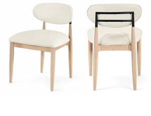 Meridian Furniture Riccio Vegan Leather Dining Chair Ash Wood Frame with Matte Black Iron Accents 11019Cream-SC