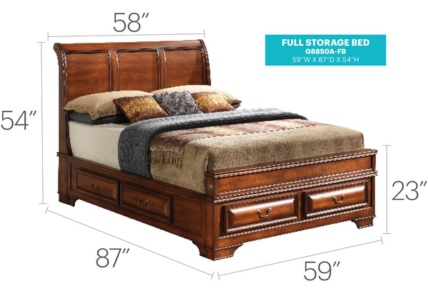 English Elm Elegant Oak Full Storage Bed - Maximize Space With Cozy Style And Built-In Storage Solutions B078S00487