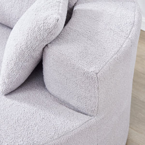 English Elm 55"l Teddy Fleece Round Chaise Chair Plush Foam Seating for Modern Living Rooms Gray W1669P368377