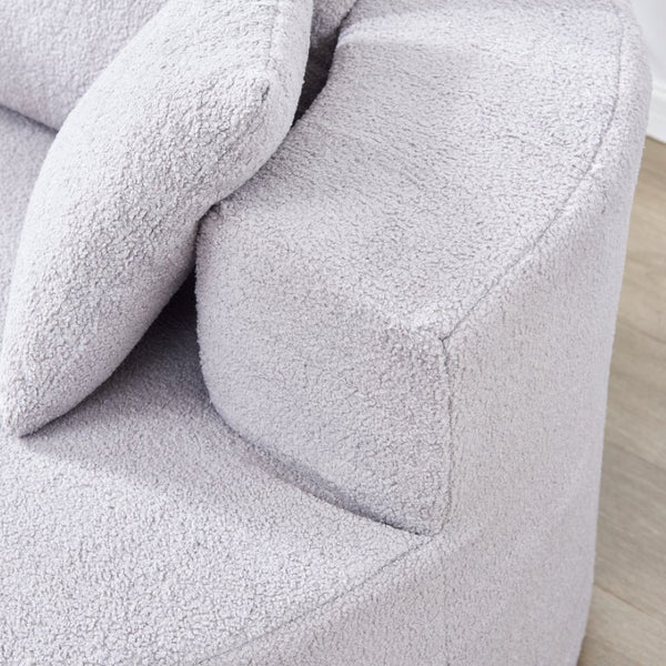 English Elm 55"l Teddy Fleece Round Chaise Chair Plush Foam Seating for Modern Living Rooms Gray W1669P368377