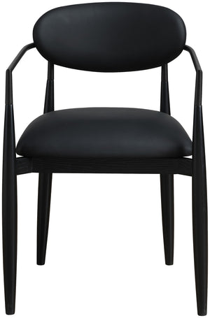 Meridian Furniture Riccio Vegan Leather Arm Chair with Ash Wood Frame for Modern Dining Rooms 11020Black-AC